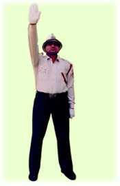 Traffic Police Hand Signals - To stop vehicles coming from front